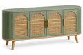Buffet vert et beige à quatre portes ajourées arrondies